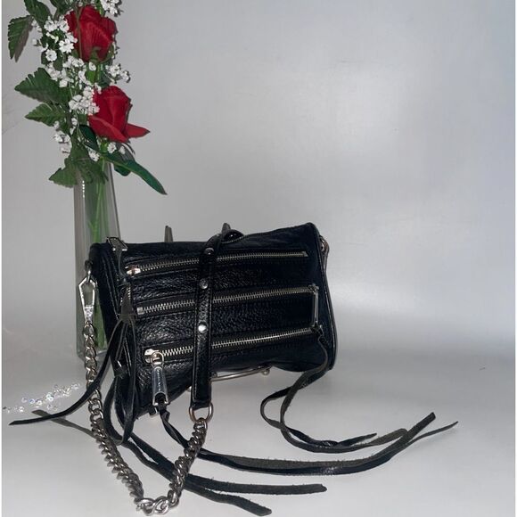 Rebecca Minkoff Leather Crossbody Black Small - Picture 1 of 9